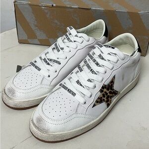 Golden Goose White and Silver Sneakers